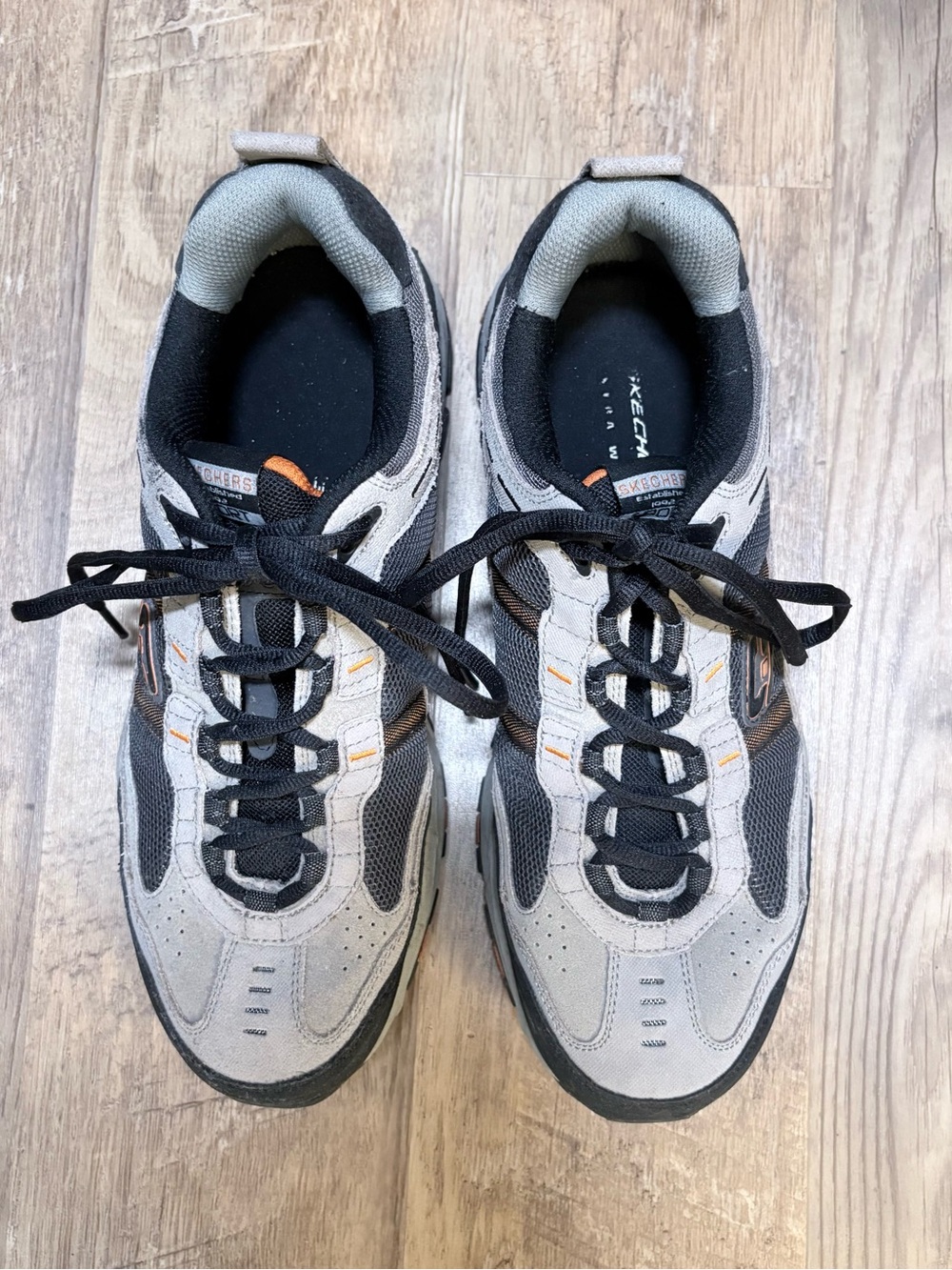 Skechers Men's Gray, Black and Orange Casual Sneakers